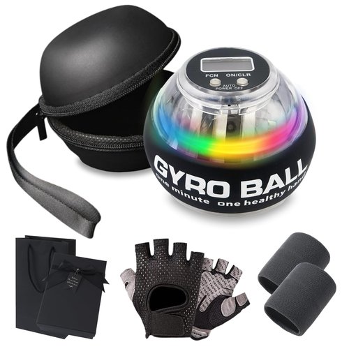 Dagiik CuraBall Hand Exerciser - Auto-Start Wrist Power Gyro Ball with LED Lights, Progress Counter, Adjustable Resistance Curaball Torque Balls, Cura Ball Hand Balls Gripping for Arm Fingers Wrist