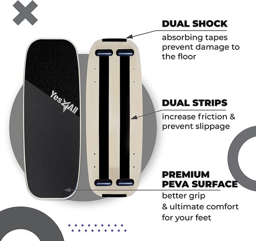 Yes4All Balance Board, Surf Balance Board Trainer For Adults With Adjustable Stoppers, Improve Balance, Agility & Core Strength