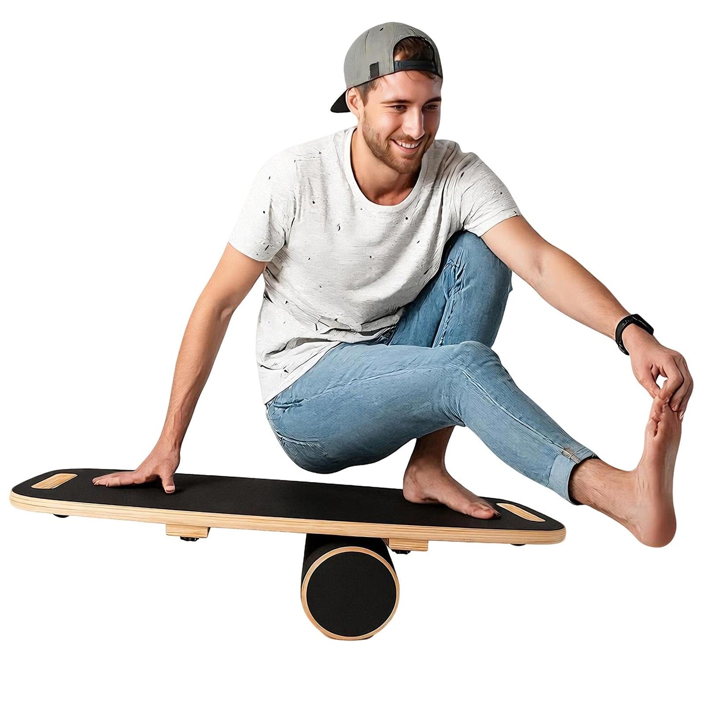 Balance Board for Adults | Wobble Board with Adjustable Stoppers - 3 Different Distance Options | Wooden Balance Boards for Improve Balance, Surf Trainer & Physical Therapy