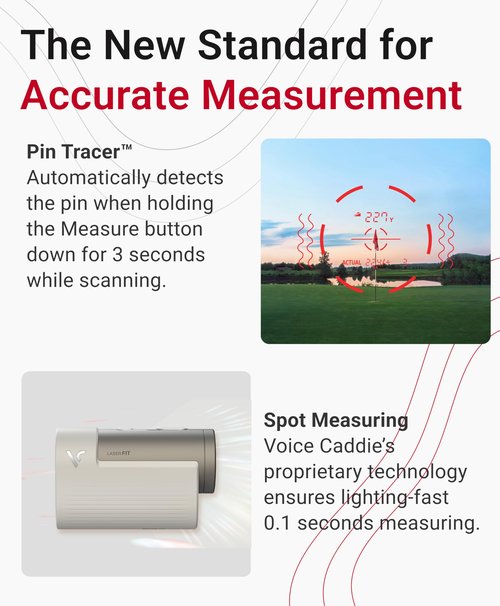 Voice Caddie Laser FIT Compact Golf Laser Rangefinder | Slope Integration with Tournament Mode | Ball to Pin Mode | 6X Magnification | 800 Yards | 8 Hr Rechargeable Battery Life