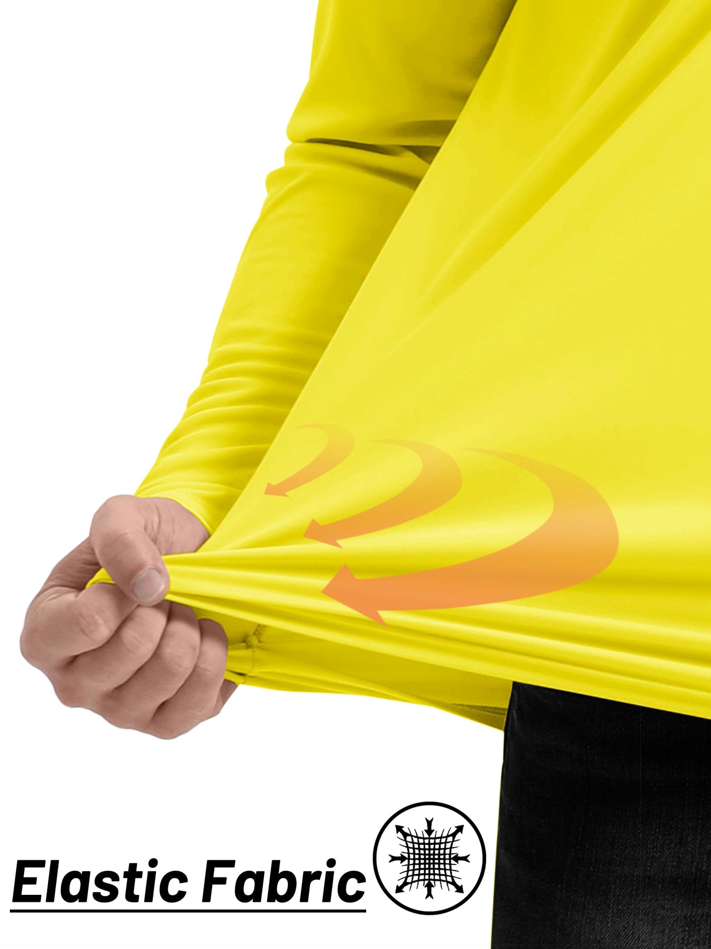 TACVASEN Swim Shirts for Men Rash Guard Sun Shirt Long Sleeve Dry Fit Mens Sun Protection Cooling Athletic UV T-Shirts Outdoor Yellow S