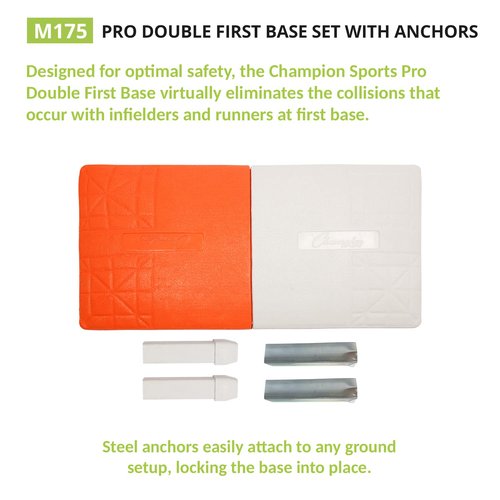 Champion Sports Pro Double First Base - Official One Piece Double First Base - Easy Install Base With Ground Anchors,Orange