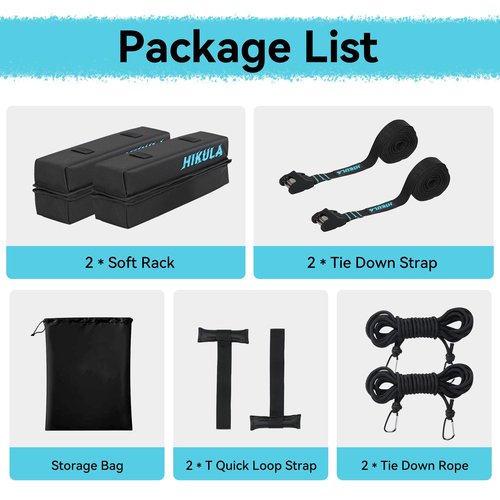 31''Soft Roof Rack Pads for Various Crossbars with Two 15' Premium Scratch Resistant Silicone Buckle, PP Rope,Quick Loop and Storage Bag, for SUPs, Surfboards, Kayaks, Canoes Includes Storage Bag