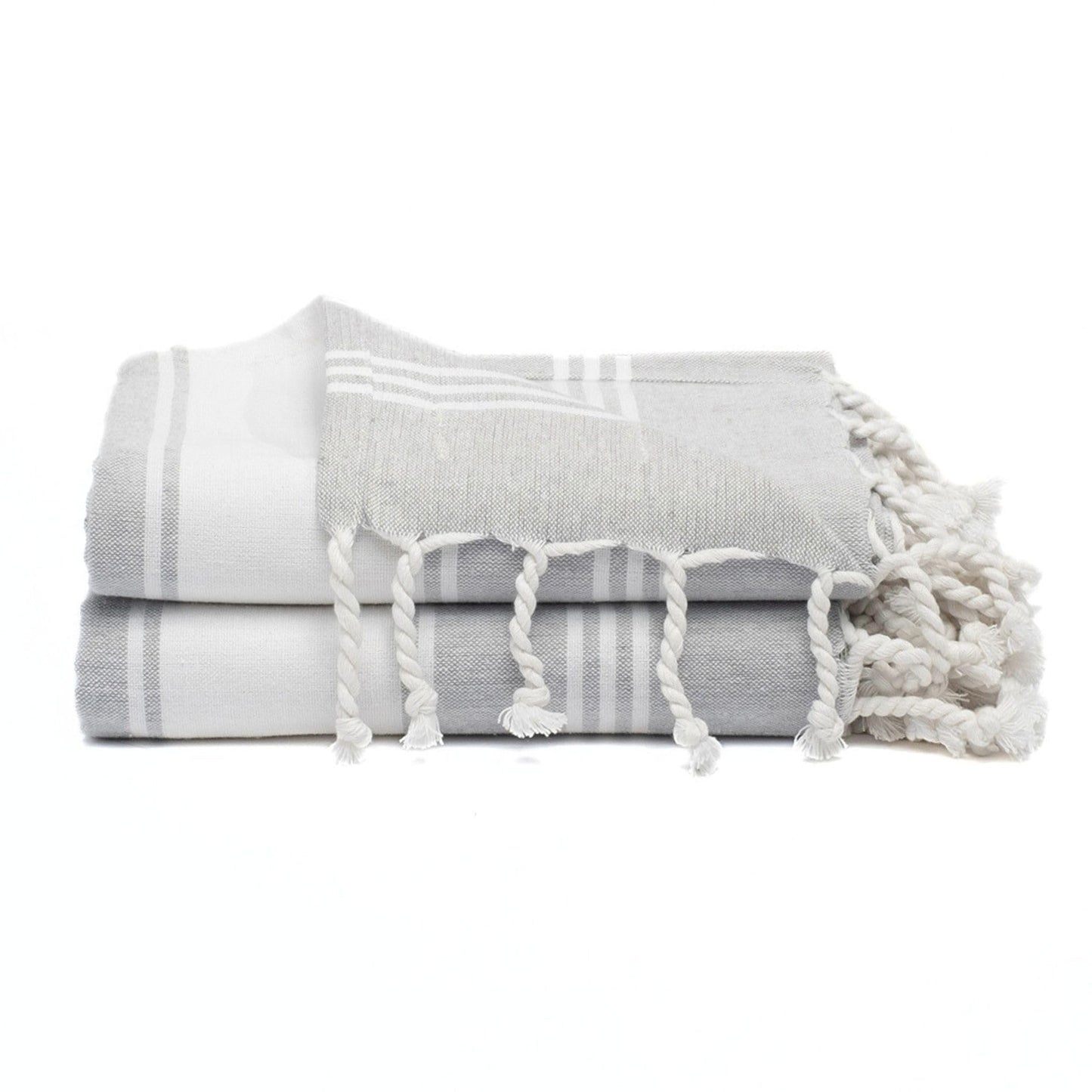 9Threads Cotton Turkish Beach Towel with Towels Oversized 36"x72" Pool Absorbent Extra Large Quick Dry Sand Travel Towel (Light Grey, 2 Pack)