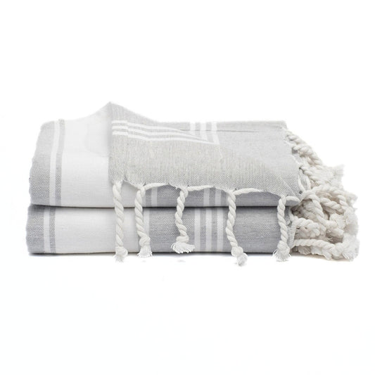 9Threads Cotton Turkish Beach Towel with Towels Oversized 36"x72" Pool Absorbent Extra Large Quick Dry Sand Travel Towel (Light Grey, 2 Pack)