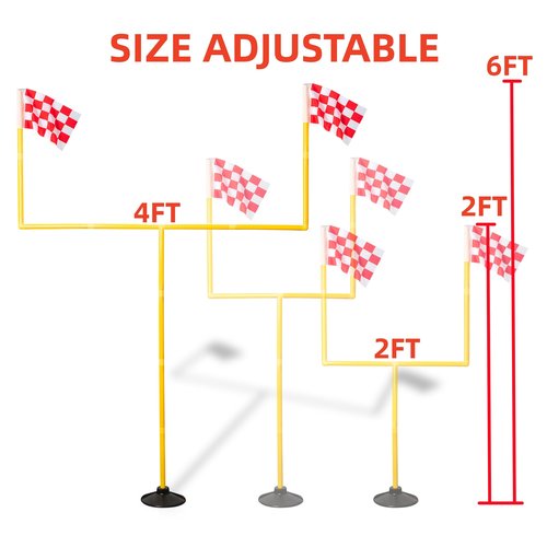 Portable Football Field Goal Post Set with Football-Backyard Kicking Field Goals for Kids Youth and Adults - 6 ft x 4 ft(2 ft-6 ft in Height)
