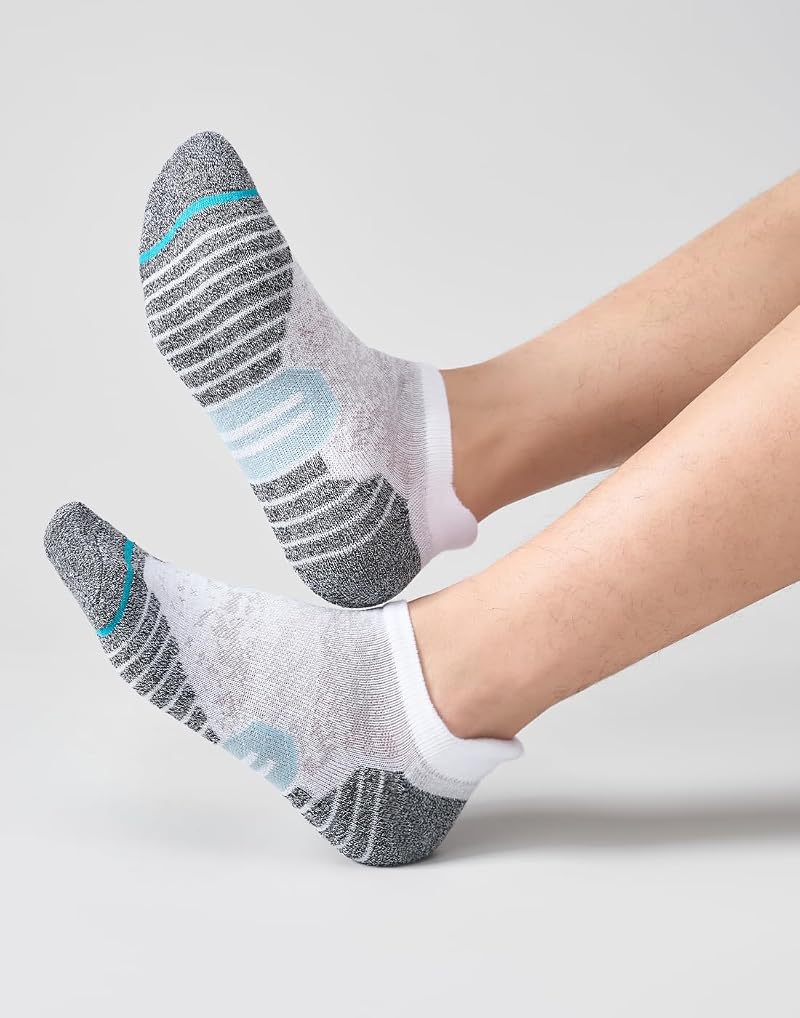 Mens Ankle Socks 6 Pairs - Lightweight Cushioned Athletic Socks with Arch Support (Multicolor) Variation of THIS listing