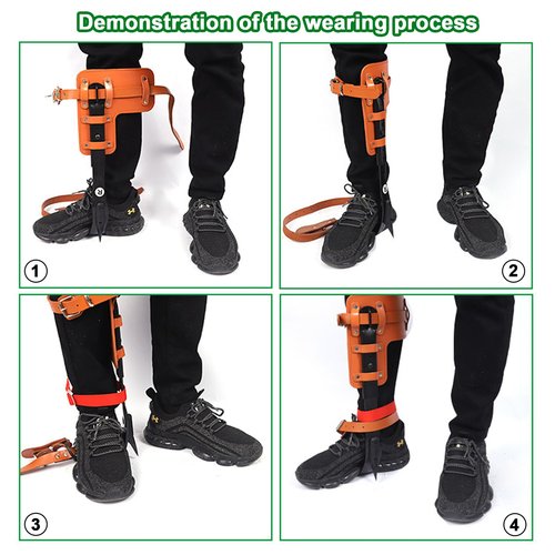 timiland Tree Climbing Gear Set,Tree Climbing Spikes,Upgraded Tree Climbing Gear with Adjustable Length Design,Tree Climbing Tool Set for Logging,Tree surgen, Hunting (Brown)