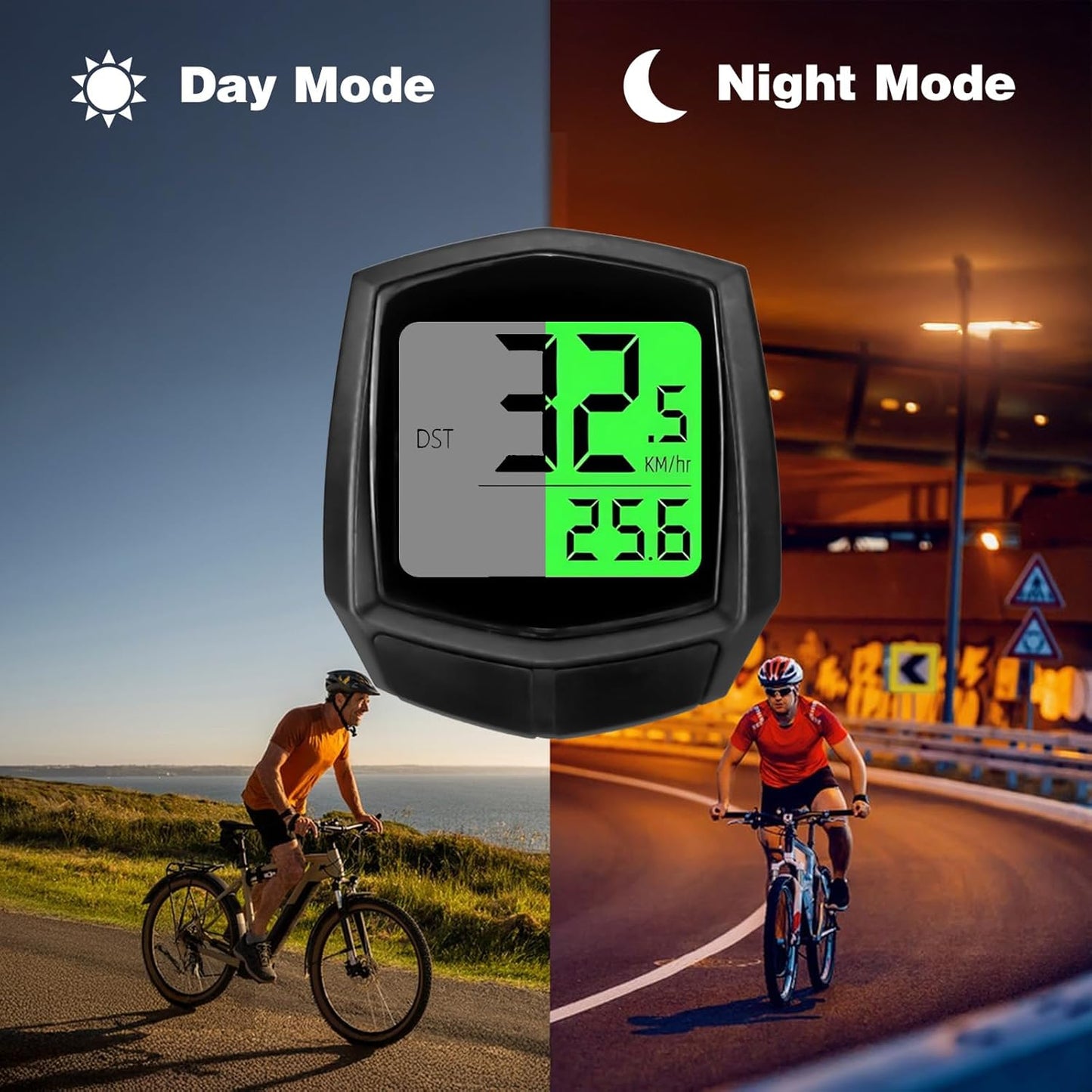 2025 New Bike Computer and Bike Odometer Wireless MPH KM/H Bicycle Speedometer with Automatic Wake-Up Cycling Speed Tracker Display & Single Mileage & Multi-Functions & Calories Statistics Accessories