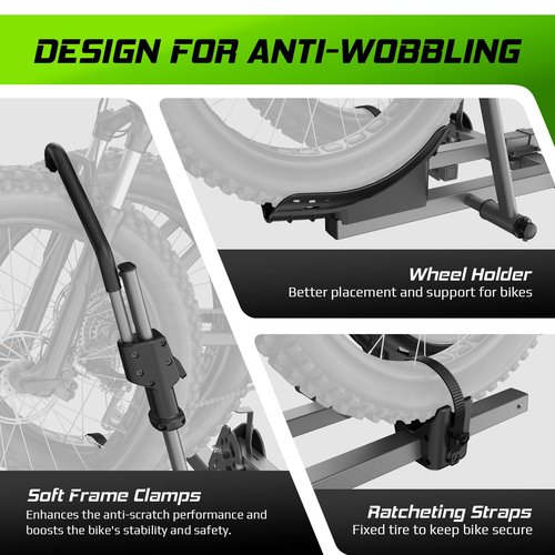 TrailXpert Bike Rack for Tow Hitch, 200lbs Capacity E-Bike Rack Fat Tire Bike Rack for Car, Truck, SUVs, RV, Foldable Hitch Mount Bike Carrier for 2 Bikes with 2'' Receiver