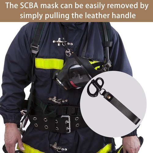 Quick Release Clip Shackle for SCBA Mask - Firefighter Accessories Tools with Leather Handle, Marine Grade 316 Stainless Steel Snap Shackle for Rigging, Sailing, Boat & Emergency Lanyards (1,Allblack)