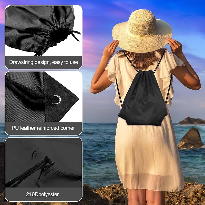 12 Pcs Black Drawstring Backpacks - 39x34 cm Gym Sports Bags (Variation: Black+12)