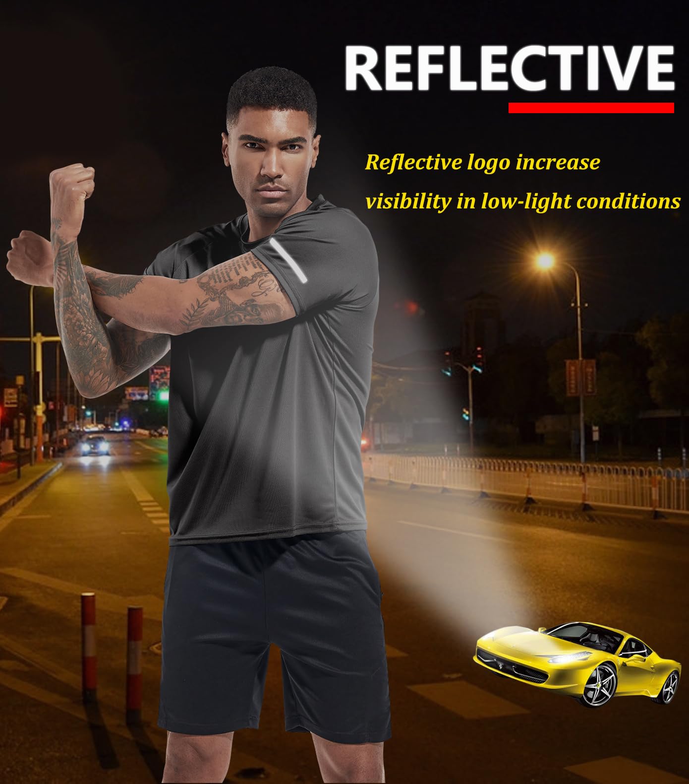 3 Packs Workout Shirts for Men - Activewear Tops Gym Shirts Dry Fit Mesh Moisture Wicking Running Fitness Short Sleeve Crewneck Sports Athletic T-Shirt Tops 3P05-Black-S