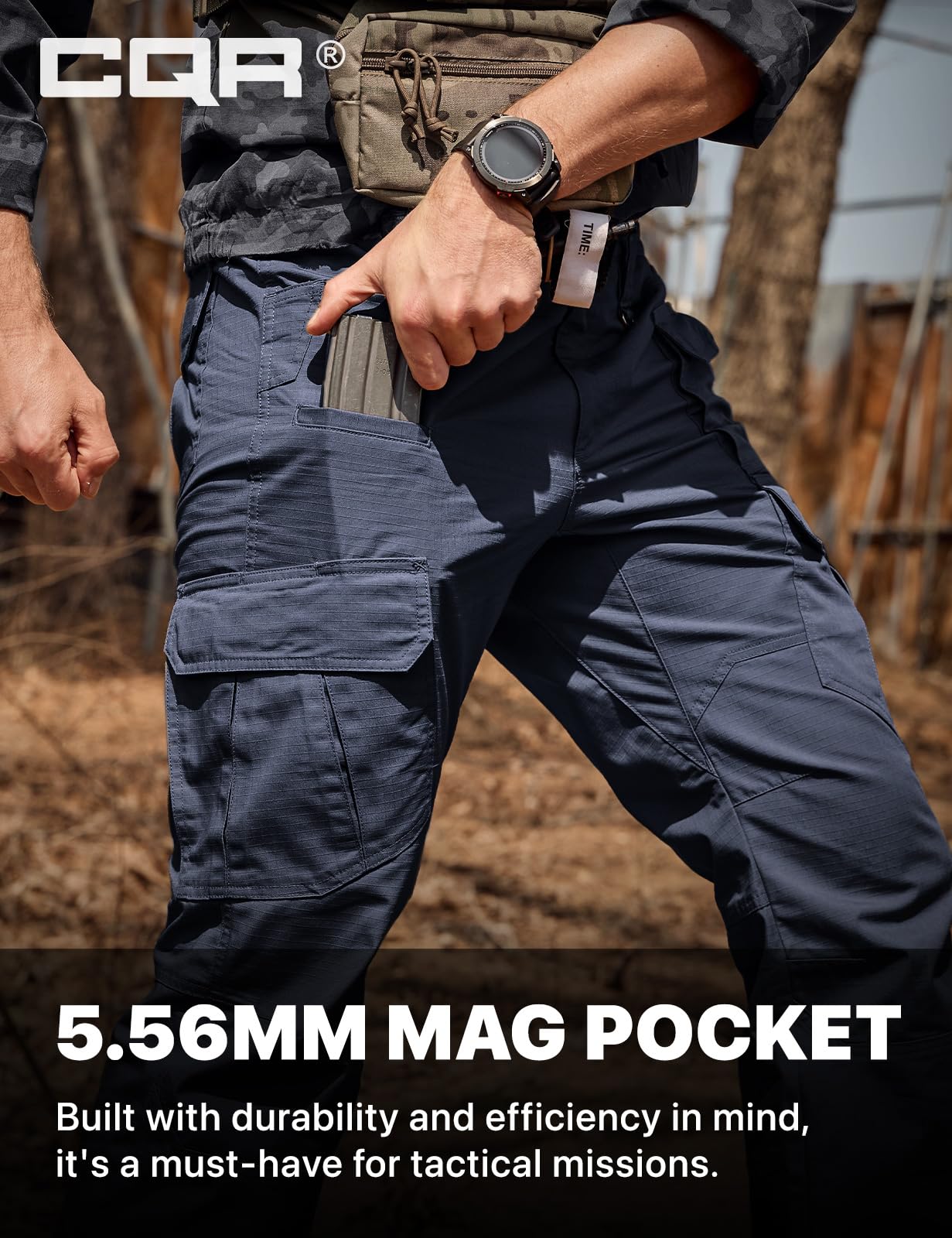 CQR Men's Tactical Pants, Water Resistant Ripstop Cargo Pants, Lightweight EDC Work Hiking Pants, Outdoor Apparel, Duratex Mag Pocket Police Navy, 30W x 30L