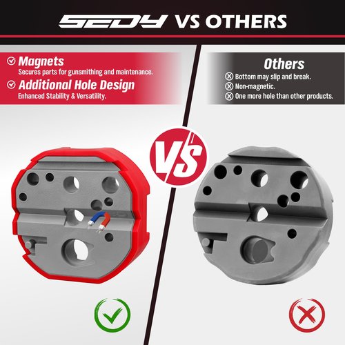 SEDY Universal Bench Block with Non-Marring, Magnetic Bench Block Armorers with Multi-Hole Slip-Resistant for Maintenance