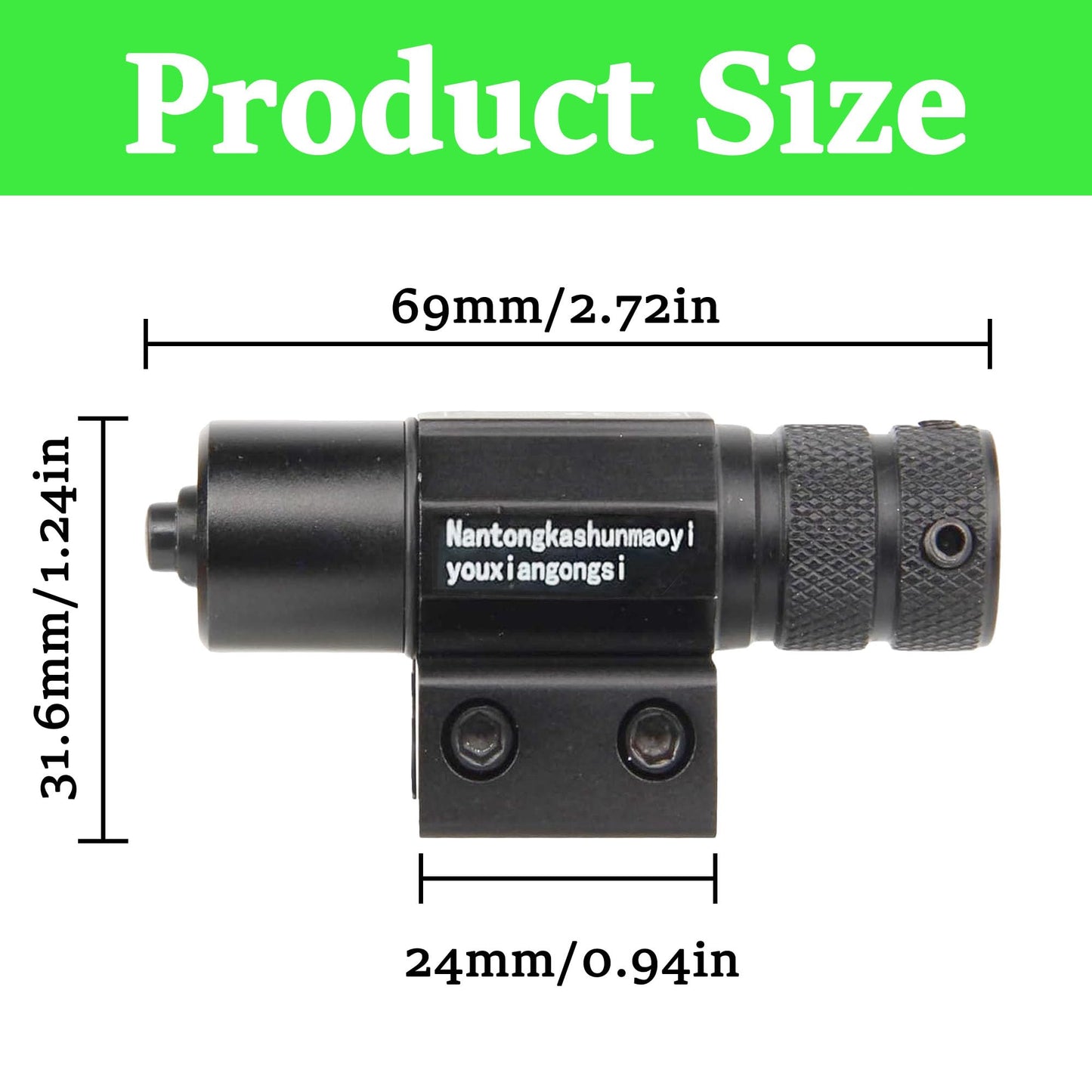 KASENTE Green Laser Sight Tactical Gun Beam Dot Scope with 20mm / 11mm Mount for Airsoft Hunting