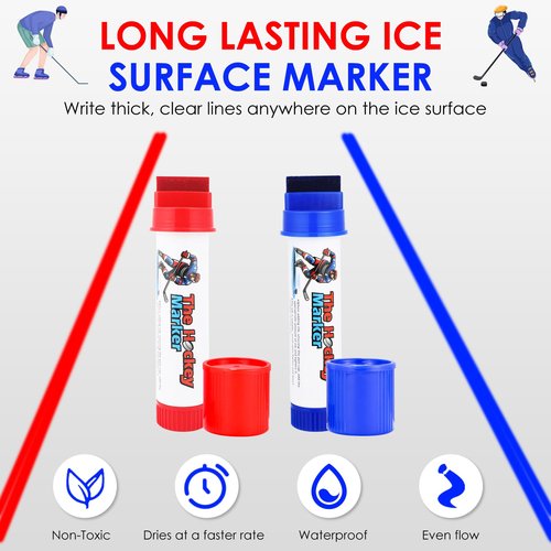 Hockey Pucks Marking for Writing on the Ice, hockey training, Ice Hockey Accessories for Hockey Coach, 3 PCS Waterproof Oily Ice Hockey Marker with Box, Good Helper for Ice Hockey Practice(Blue)