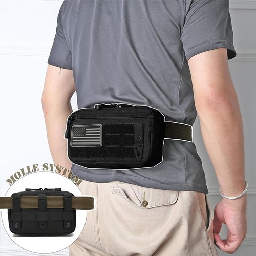 Tactical Molle Pouches Tactical Admin Pouch Compact Molle EDC EMT Utility Bag Gadget Gear Bag Military Organizer Tool Pouch of Double Layer Design Medical(Black)