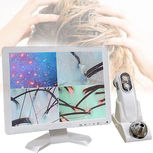 ZXSYYDS Skin Hair Scalp Detector Analyzer,15inch LCD Screen Digital Skin Detector, Multifunctional Scalp Detector Machine, Rechargeable Hair Follicle Skin Analyser Machine