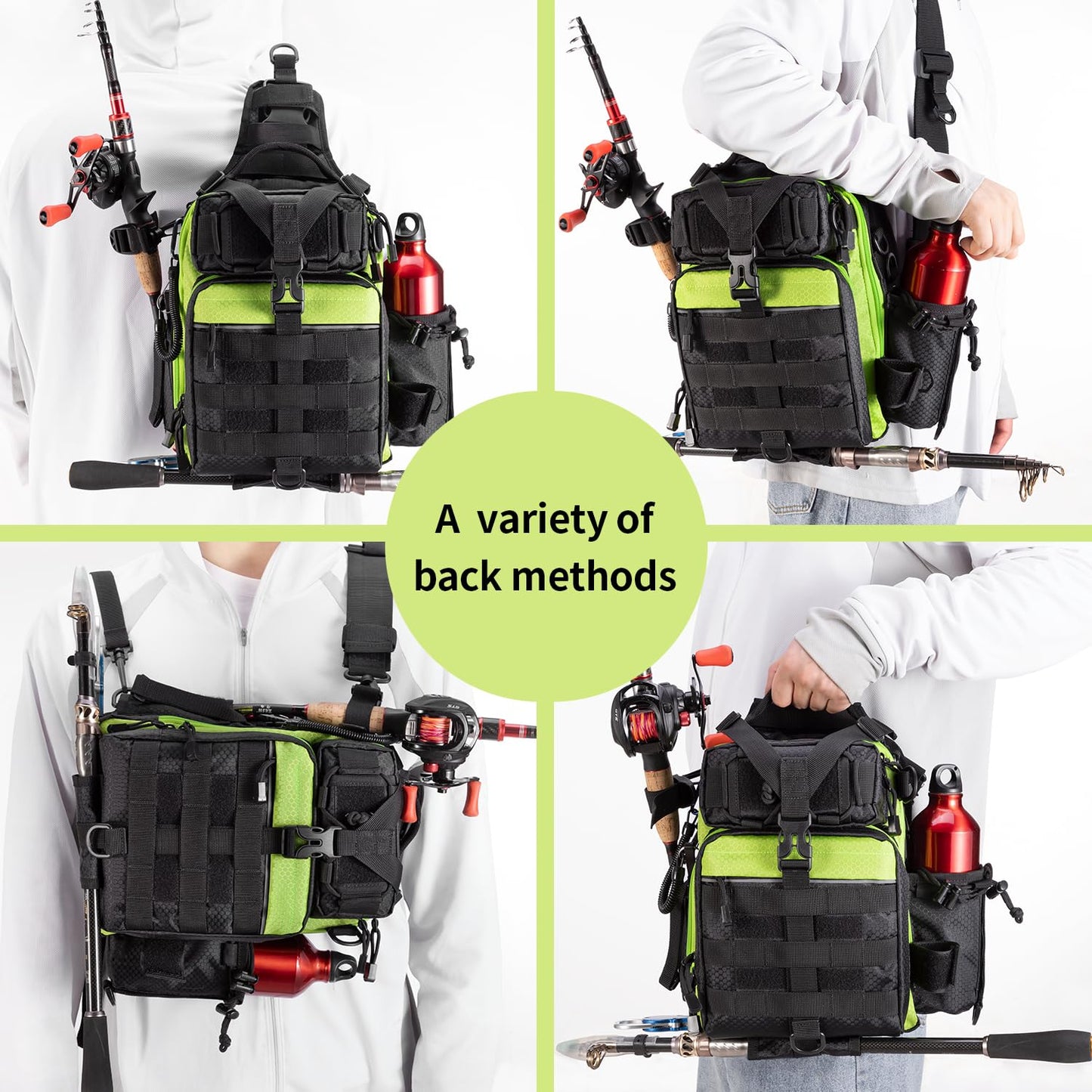 BLISSWILL Fishing Backpack with Rod Holder Tackle Bag Gear Bag Fishing Gifts for Men