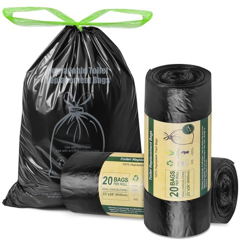 BLIKA 40 Count Toilet Replacement Bags with Drawstring, 8 Gallon, 30 Liter, Heavy Duty 1.97 Mils, Compost Bags 8 Gallon, Camping Toilet Bags for Portable Toilet, Car Travel, Camping, Long Trips