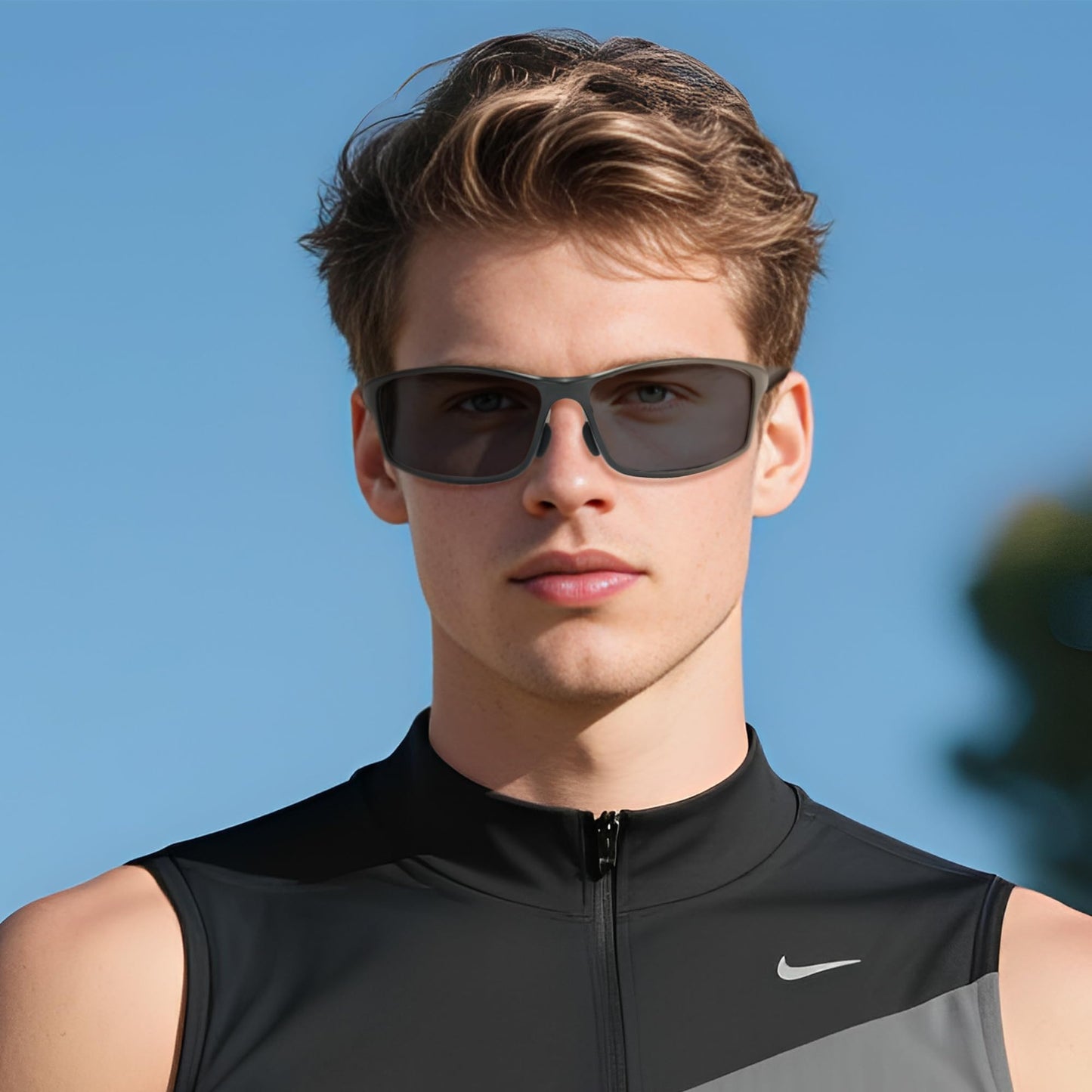 Cyxus Square Polarized Sunglasses for Men Ultralight Metal Sun Glasses Driving Fishing Golf Sports UV400 Protection Black