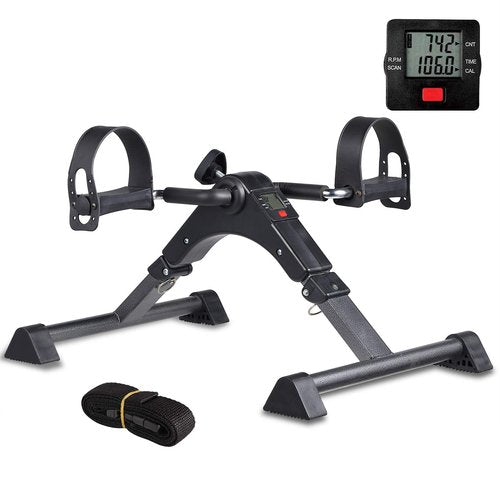 URRED Pedal Exerciser Stationary Under Desk Mini Exercise Bike- Hand, Arm & Leg Exercise Peddling Machine - Low Impact, Adjustable Fitness Rehab Equipment for Seniors (Black)
