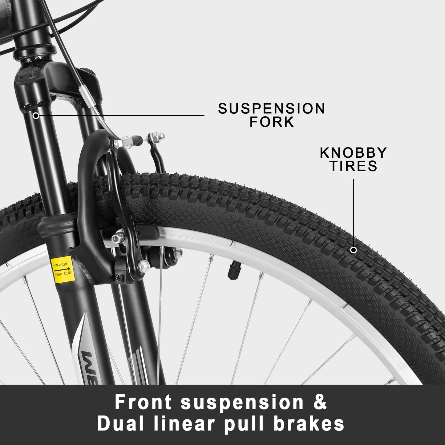 WEIZE Mountain Bike, 27.5 inch Outdoor Cycling Bike, 18-Speed/High-Carbon Steel/Dual Full Suspension, Adjustable Ergonomic Seat for Men Women Adult, MTB Bicycle with Suspension Fork, Matte Black