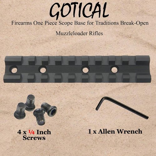 Gotical One Piece Scope Base for Break-Open Muzzleloader Rifles, Aircraft-Grade 6063 Aluminum, Matte Black Scope Base, 4 x 1½ Inch Screws and Wrench Included