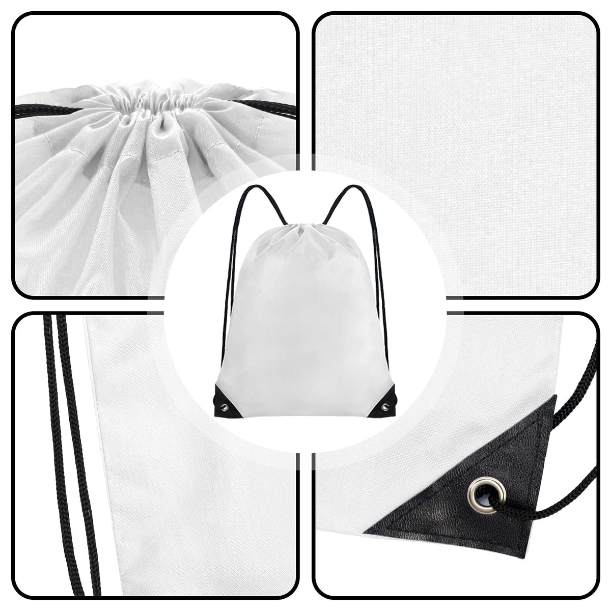 Grneric Drawstring Backpack Bulk 28 PCS Drawstring Bags String Backpack Cinch Bag Sackpack for Men Women Gym (White)