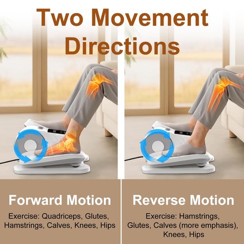 VIVURN® Ellipse Leg Exerciser for Seniors, Portable Mini Under Desk Elliptical Machine 12 Speeds 3 Auto & Manual Mode Low Impact Electric Seated Foot Pedal Exercise for Home and Office, White