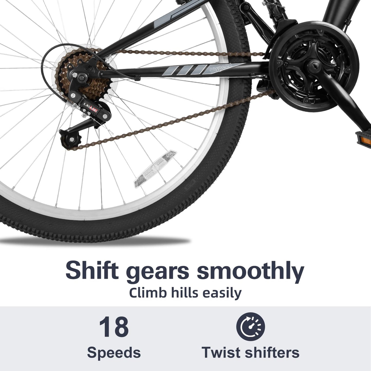 WEIZE Mountain Bike, 27.5 inch Outdoor Cycling Bike, 18-Speed/High-Carbon Steel/Dual Full Suspension, Adjustable Ergonomic Seat for Men Women Adult, MTB Bicycle with Suspension Fork, Matte Black
