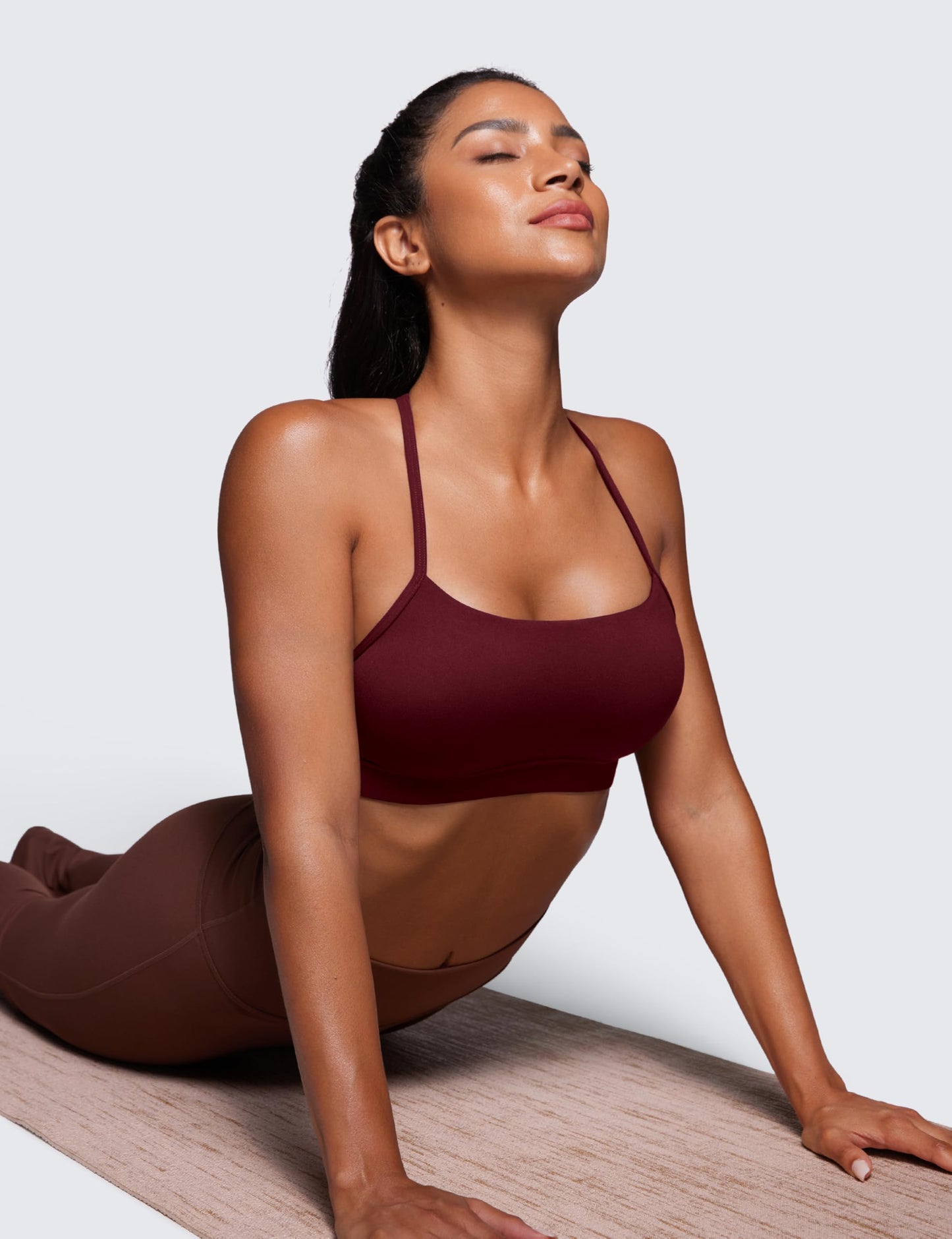 CRZ YOGA Butterluxe Y Back Sports Bras Red Merlot Medium