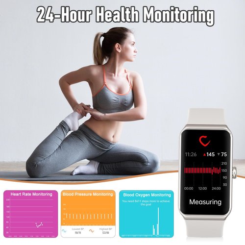 Fitness Tracker with 24/7 Heart Rate,Blood Pressure Sleep Tracking,104 Sports Modes Calories Smart Watch,IP68 Waterproof Step Counter Activity Trackers Pedometer for Android&iPhone Women Men (Beige)