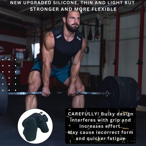 Datehole Silicone Weight Lifting Grips Pads – Palm Protector Gloves for Men & Women – Ergonomic Anti-Slip Thin Grip Pads for Deadlifts, Pull-Ups, Gym Training (Black)