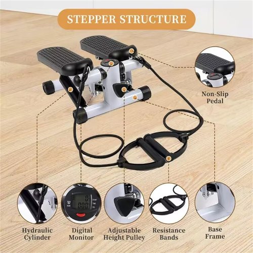 Space-Saving Exercise Stepper–Quiet, Smooth Workout with Adjustable Resistance & Cushioned Pedals