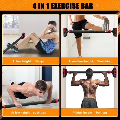 Adjustable Pull Up Bar for Doorway - Upper Body Workout Training Bar with Locking Mechanism, No Screw Installation, Portable Design, Max Load 440 Lbs, Fits 27.2"-36.2" Width for Upper Body Training