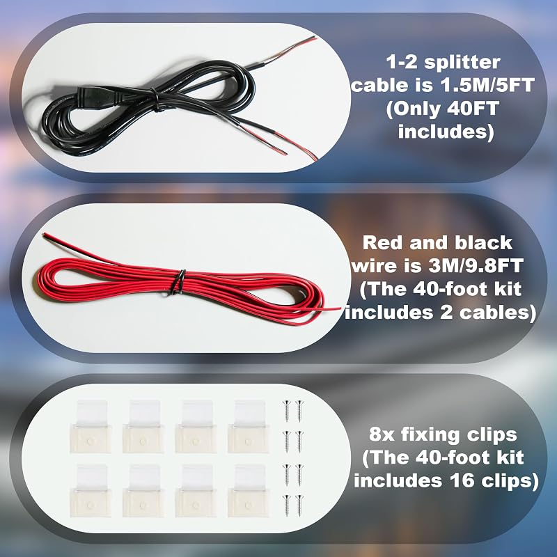 40ft White LED Boat Lights IP67 COB Waterproof Marine Lighting - SHUNLEE Variation: 40FT-White