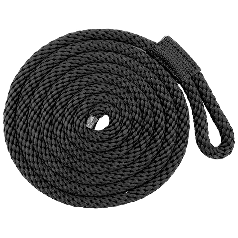 ISURE MARINE 6.5ft Boat Fender Line - 3/8" Nylon Docking Rope, Black, Double Braided