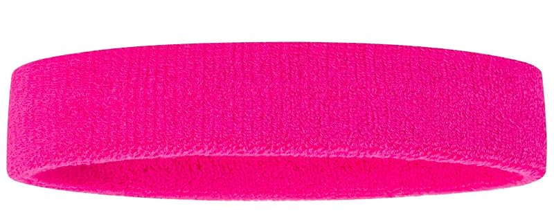 Pink Sweatbands Set for Women – Headband + 2 Wristbands, 80s Neon Fitness Accessories