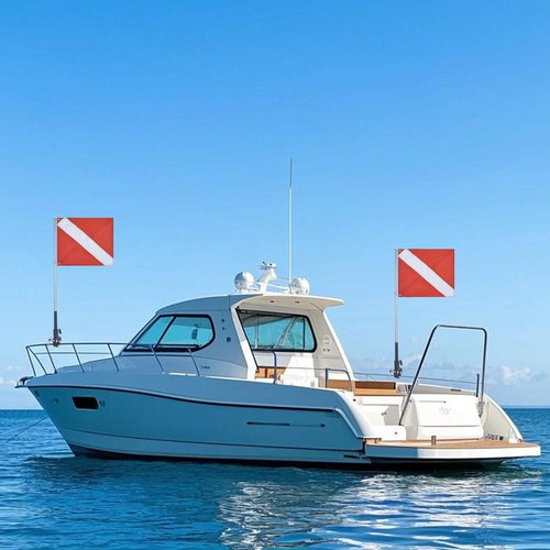 MOPHOEXII Dive Flag with Adjustable Stability Flag Pole,Diver Down Flag with Removable Boat Flag Pole for 0.6-2 Inch Round and Pontoon Square Rail