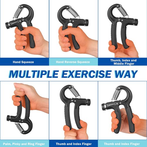 Grip Strength Trainer 1 Pack, Hand Grip Exerciser Strengthener with Adjustable Resistance 11-132 Lbs (5-60kg), Forearm Strengthener, Hand Exerciser for Muscle Building and Injury Recover Black