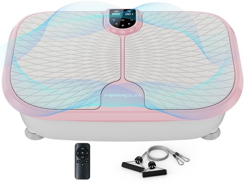 FEIERDUN Vibration Plate Exercise Machine, Vibration Plate for Lymphatic Drainage & Pain Relief, Power Plate with Resistance Bands for Fitness, Weight Loss & Recovery