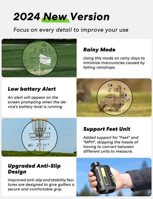 Golf Rangefinder with Slope, 1200 Yards Laser Range Finder with 7X Magnification, Fast Flagpole Locking Vibration, Type-C Rechargeable Laser Range Finder Golfing with Magnet Stripe