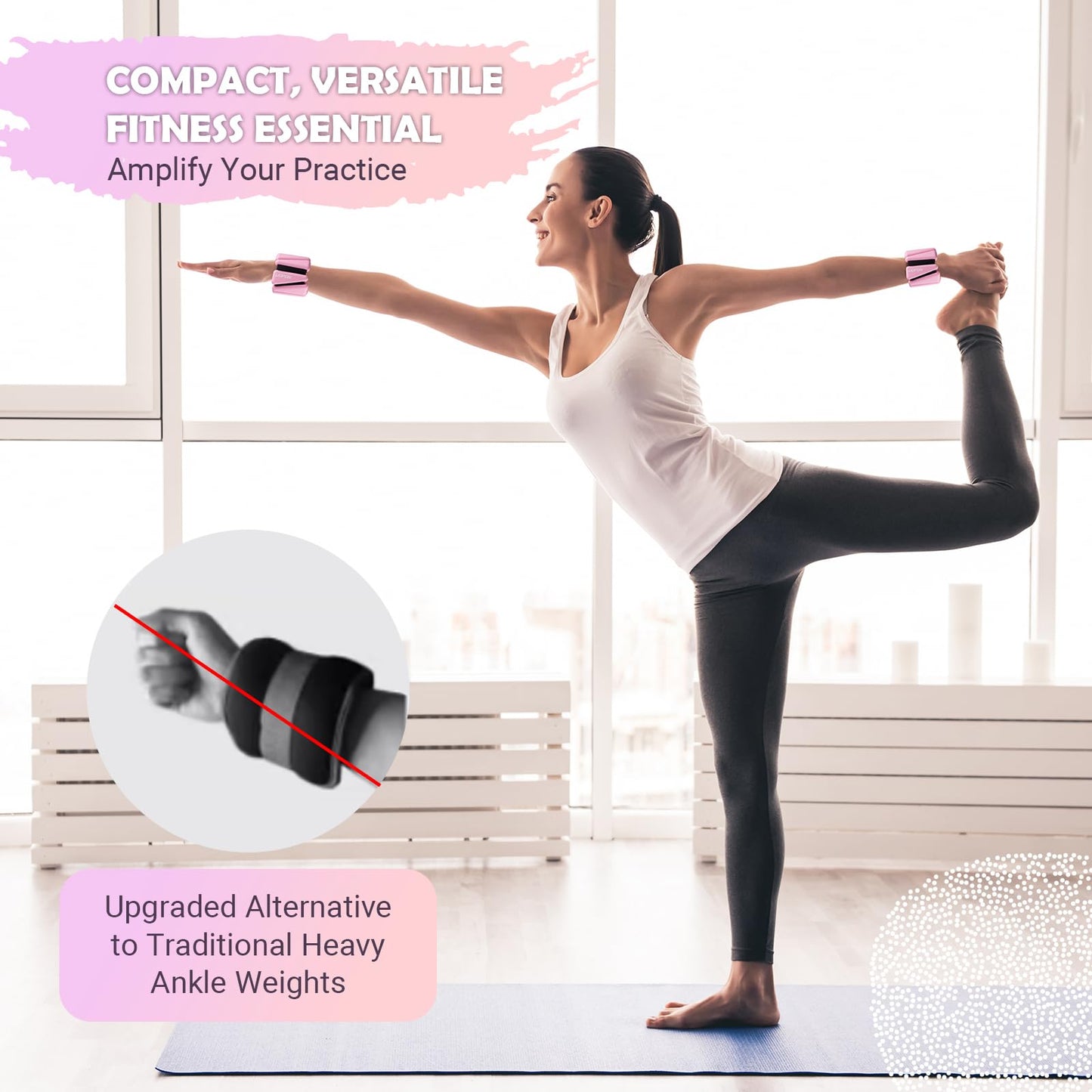 Wrist Ankle Weights for Women, Soft Silicone Wrist Weights Set of 2 for Walking, Pilates, Yoga, Barre & Strength Training, Weighted Bangles with Secure Non-Slip Fit for Arm & Leg Workouts, 4 lb