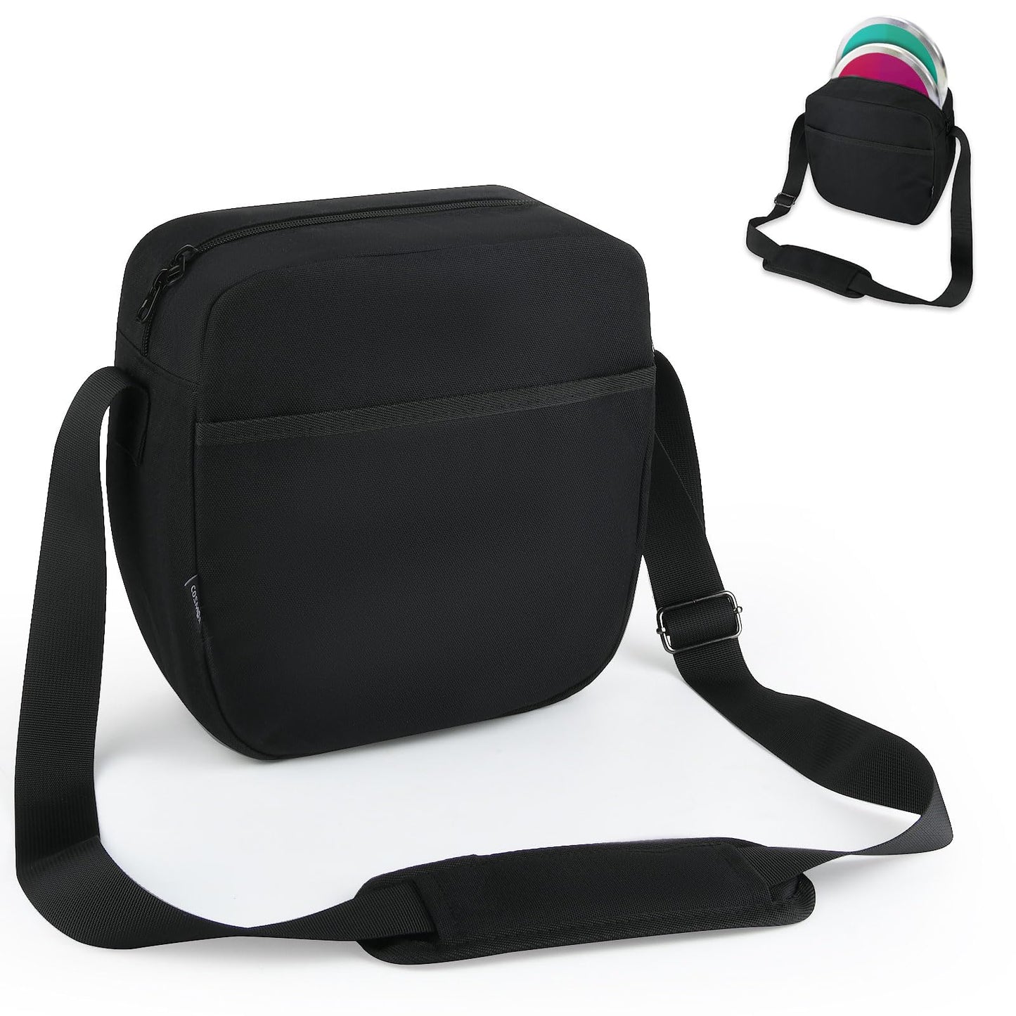 Cosmos Discus Carrier Bag Discus Shoulder Bag with Adjustable Strap, Track and Field Discus Throw Carry Case Portable Discus Storage Bag with Zipper Pocket for Storing 2 Discuses, Discus Not Included