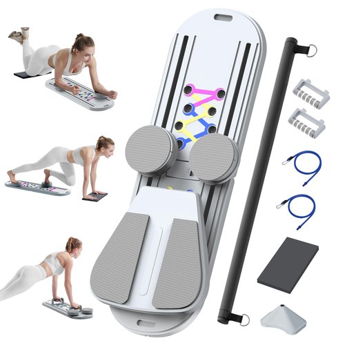 Pilates Reformer Set, Pilates Board for Home Workout, 2025 Upgrade Multifunctional Foldable Pilates Reformer Board for Women Home Office Use