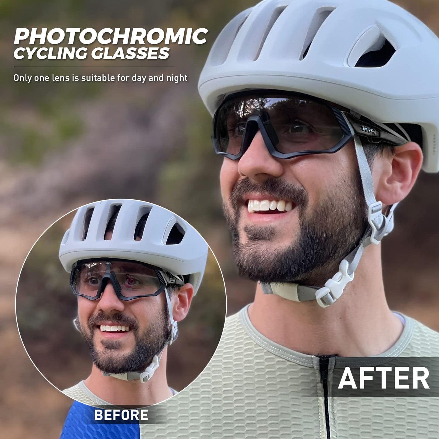 KAPVOE Photochromic Cycling Glasses Men Women Mountain Bike Sunglasses Clear MTB Bicycle Riding - K9408