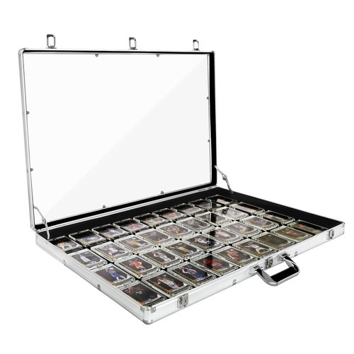Trade Show Display Case – 34"x22" Large Aluminum Locking Tabletop Showcase for Trading Cards, Sports Cards, TCG, Jewelry – Lightweight & Portable for Exhibitions, Conventions, and Collectibles