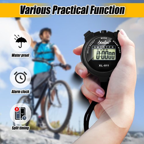 Simgoing 48 Pcs Digital Stopwatch Timer Plastic Whistle Bulk for Sports Coaches Referee Waterproof Watch Timer Whistle with Lanyard Multi Function Electronic Fitness Date Alarm (Black)